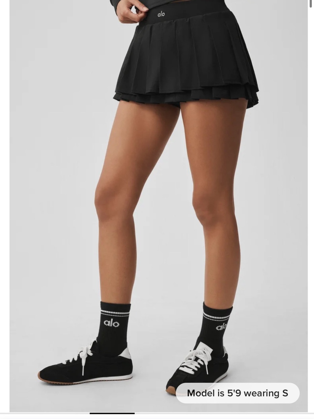 ALO Yoga Black Double Or Nothing Athletic Skort